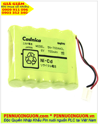 SANYO 5N-700AACL; Pin nuôi nguồn SANYO 5N-700AACL Cadnica 6V 700mAh (6V-700mAh) 